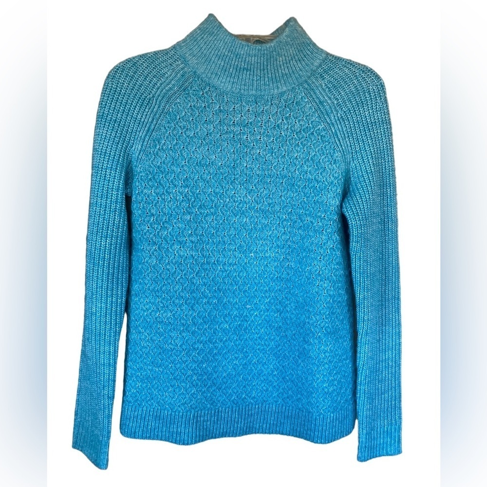 Talbots Textured Stitch‎ Knit Mockneck Sweater Aqua (Size XS)